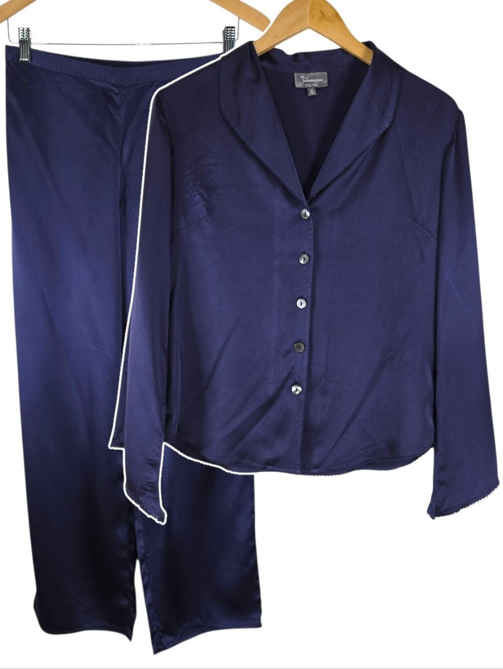 Julianna Rae 100% Silk Pajama Set Sz SP Luxury Sleepwear 2 Piece Button Front